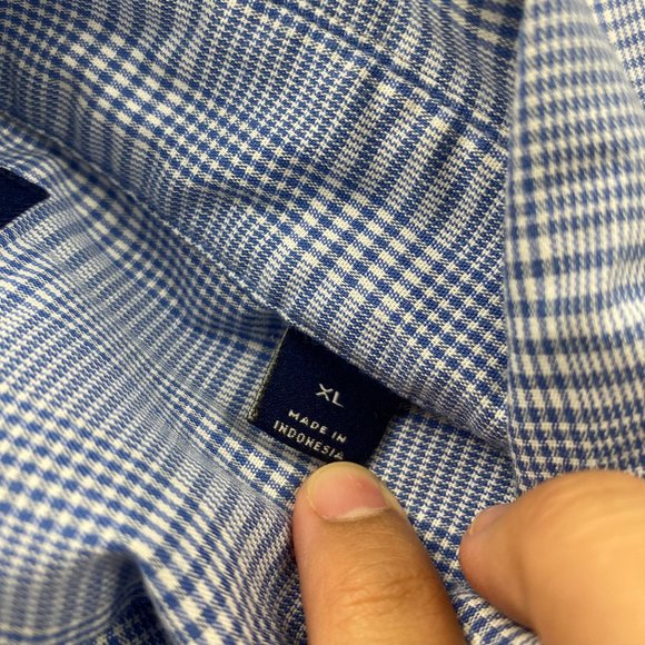 Dunning Shirt Men Extra Large XL Blue White Checkered Button Down Long Sleeve - Picture 4 of 8